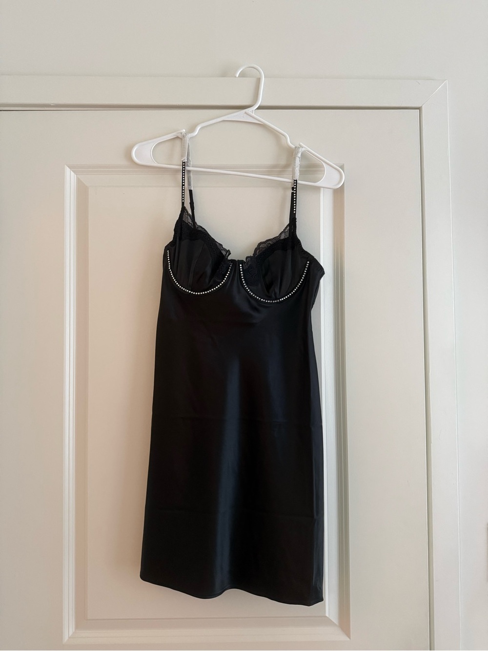 NWT Victoria's Secret Black Lace-Trim Chemise with Studded Cups